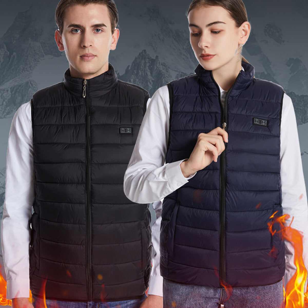 Graphene Electric Heating Vest, USB-Powered, 11 Zones, Thermostat Control, Winter Warmth