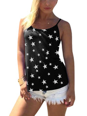 Star Print Back Cross Sleeveless Sling Casual Wild Tank Top