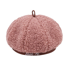 Women Lamb Hair Plus Velvet Warm Young All-match Painter Hat Newsboy Hat Octagonal Hat Beret Hat