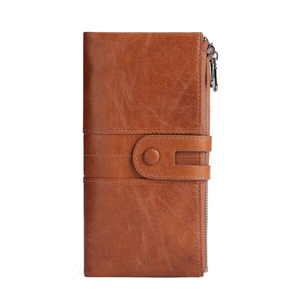 Women Genuine Leather RFID Antimagnetic Long Phone Wallet Card Holder Phone Bag