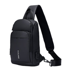 Men Oxford Large Capacity USB Charging Chest Bag Fashion Casual Wild Bus Card Pocket Design Crossbody Bag Shoulder