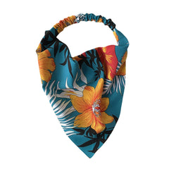 Women Chiffon Floral Pattern Wild Simple Triangle Scarf Wide Headband Headscarf Headwear