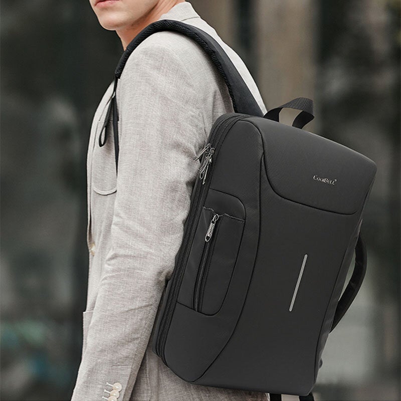 Men Oxford USB Charging Port Multiple Compartments Backpack Casual Waterproof 15.6 inch Laptop Bag Crossbody Shoulder Bags