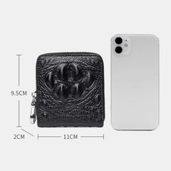 Men Cowhide Bifold Short Alligator Print Wallet RRFID Anti-magnetic 6 Card Slot Holder Money Clip Driver's License