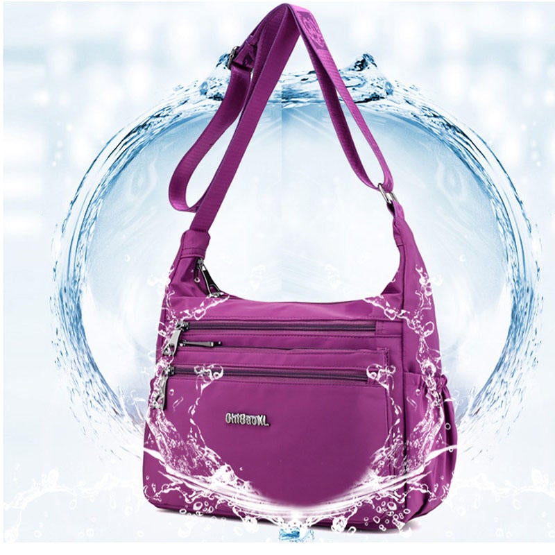 Women Nylon Light Shoulder Bags Multi Pockets Waterproof Crossbody Bag