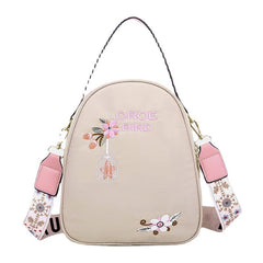 Women Oxford Embroidery Ethnic Multi-carry Earphone Backpack Shoulder Bag Handbag