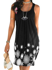 Women's Sleeveless Print Casual Boho Dresses