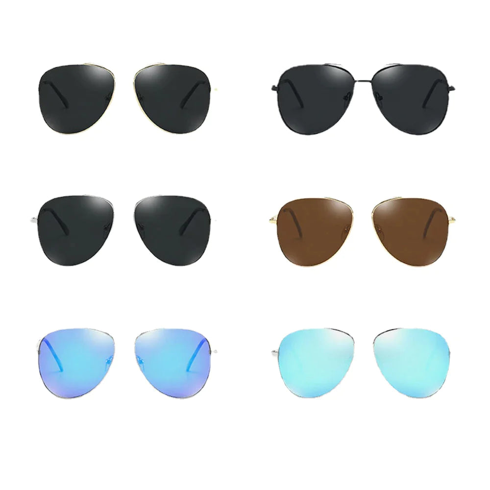 Men Metal Full Frame Narrow Sides Double Bridge UV Protection Sunglasses