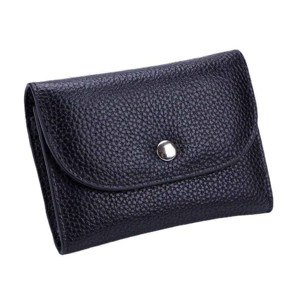 women genuine leather multifunction lychee pattern coin bag small wallet