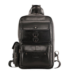 Men Genuine Leather Multifunction Multi-Carry Outdoor Travel Cowhide Crossbody Bag Backpack