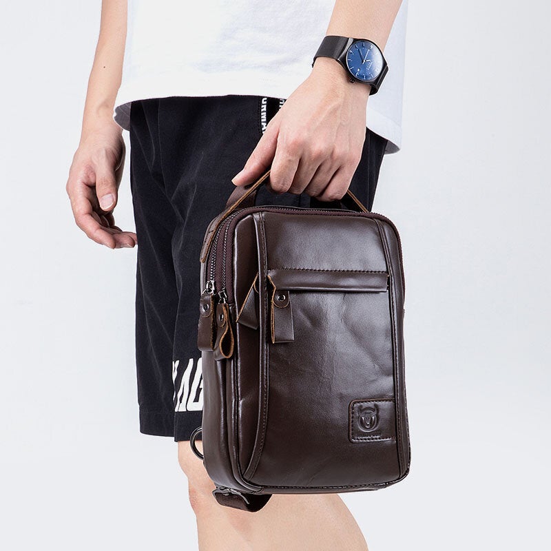 Vintage Genuine Leather Chest Bag Crossbody Shoulder