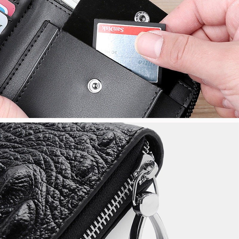 Men Cowhide Bifold Short Alligator Print Wallet RRFID Anti-magnetic 6 Card Slot Holder Money Clip Driver's License