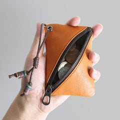 Genuine Leather Solid Zipper Coin Purse Wallet For Men Women