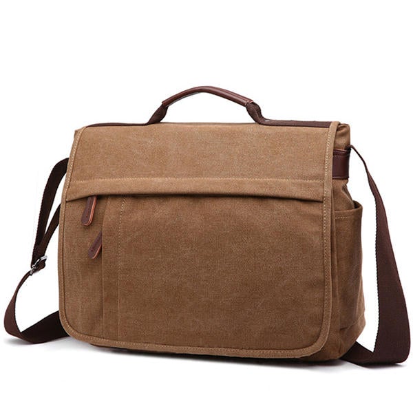 Large Capacity Canvas Business Laptop Bag Shoulder Crossbody For Men