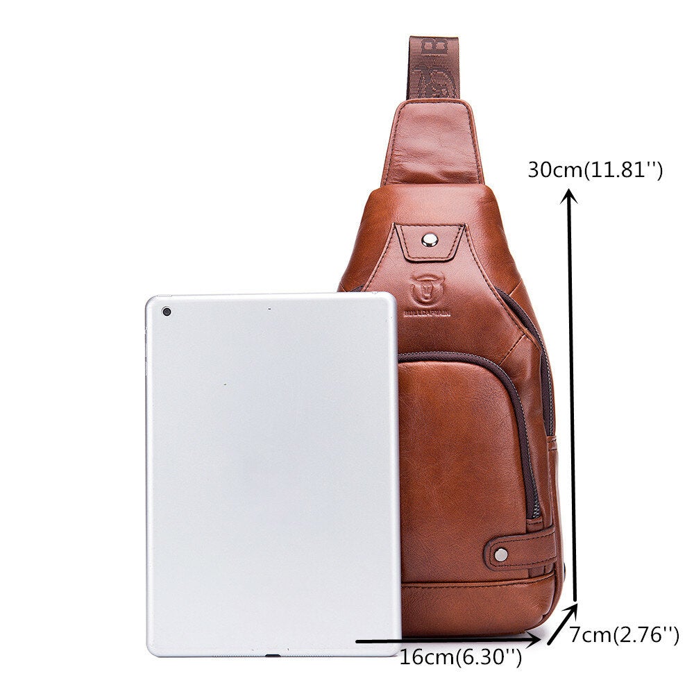 Genuine Leather USB Charging Large Capacity Business Casual Chest Bag Shoulder Crossbody