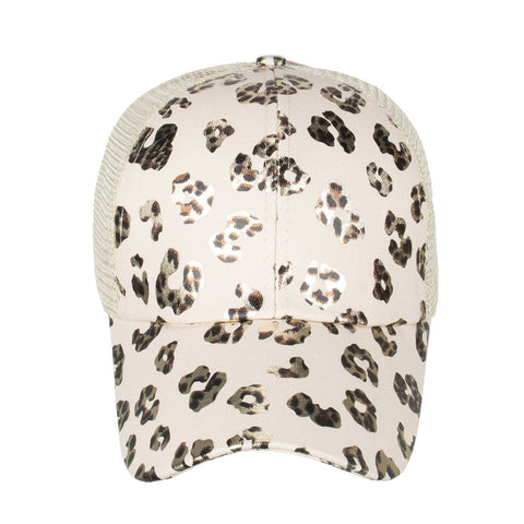 Women's Polyester Mesh Leopard Splicing Fashion Baseball Cap Casual Sunhat