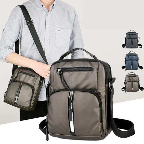 Men's Waterproof Oxford Business Crossbody Bag with Multi-Pockets