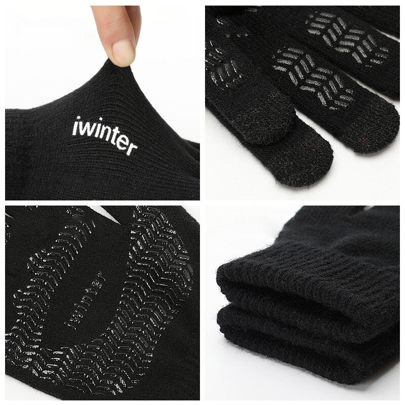 Winter Men's Cycling Knitted Gloves Touch Screen Thicken Wool Mitten Outdoors Anti-slip Warmer Gloves