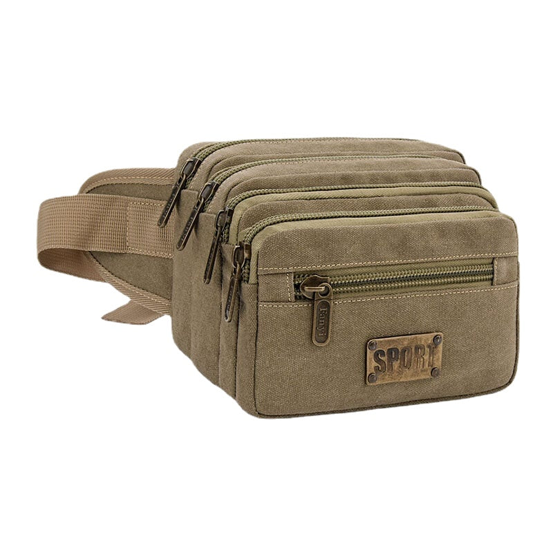 Men Waterproof Multi-pocket Waist Bag Canvas Large Capacity Multi-purpose Phone Chest Crossbody Shoulder