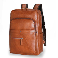 Men Faux Leather Large Capacity Retro Computer Backpack Travel Bag Hot