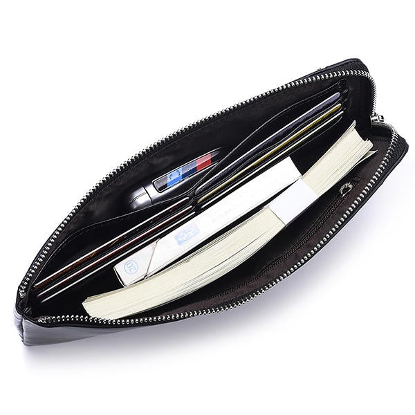 Men Genuine Leather Slim Multi-function Long Wallet Card Holder Phone Bag