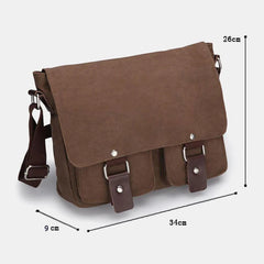 Men's Retro Canvas Crossbody Bag with Double Front Pockets - Large Capacity Shoulder Messenger Bag