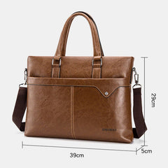 Men Retro Horizontal Briefcases Messenger Bag Back Anti-theft Zipper Pocket Large Capacity Crossbody Bags Shoulder Handbag