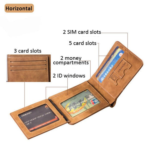 Men Multi Card Slots Wallet Card Holder Slim Wallet with 8 Card SLots & 2 ID Windows