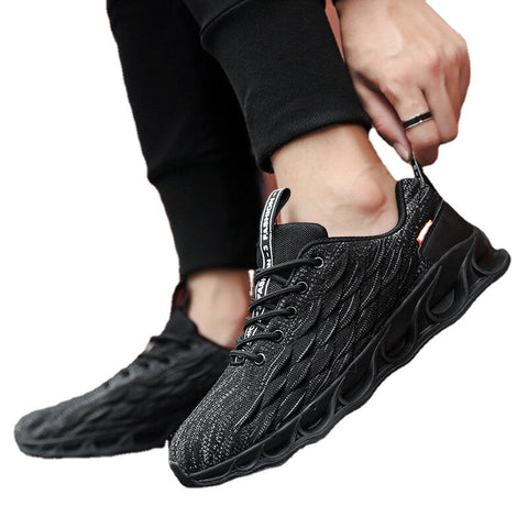 Men's Fish Scale Casual Lace-up Comfortable Running Shoes Breathable Gym Fly Woven Sneakers