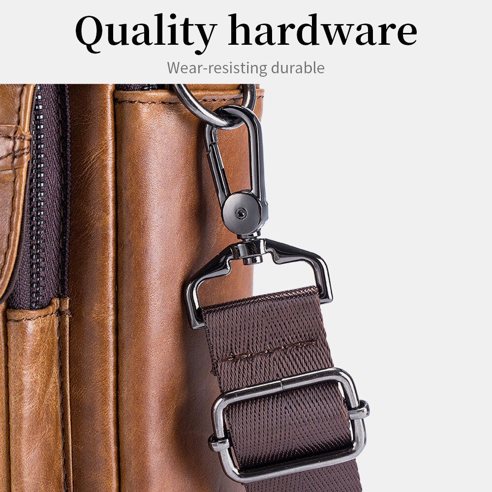 Men Genuine Leather Large Capacity Multi-pocket Vintage Handbag Crossbody Bag Shoulder