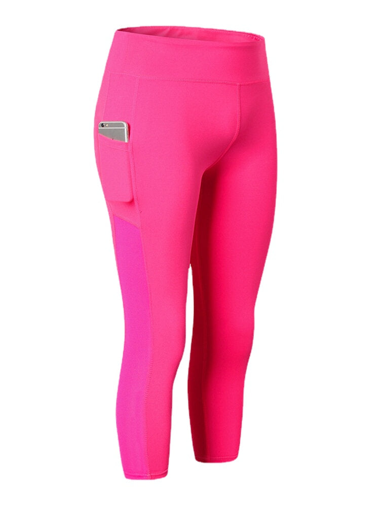 Soprt Women Solid Color Quick Dry Pocket High Waist Elasticity Yoga Pants