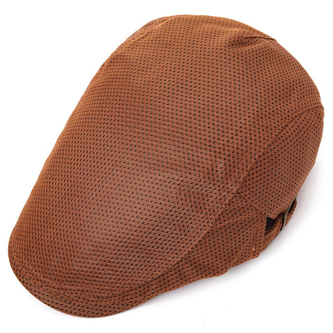 Men Polyester Mesh Breathable Beret Hat Adjustable Sunshade Visor Ivy Newsboy Caps