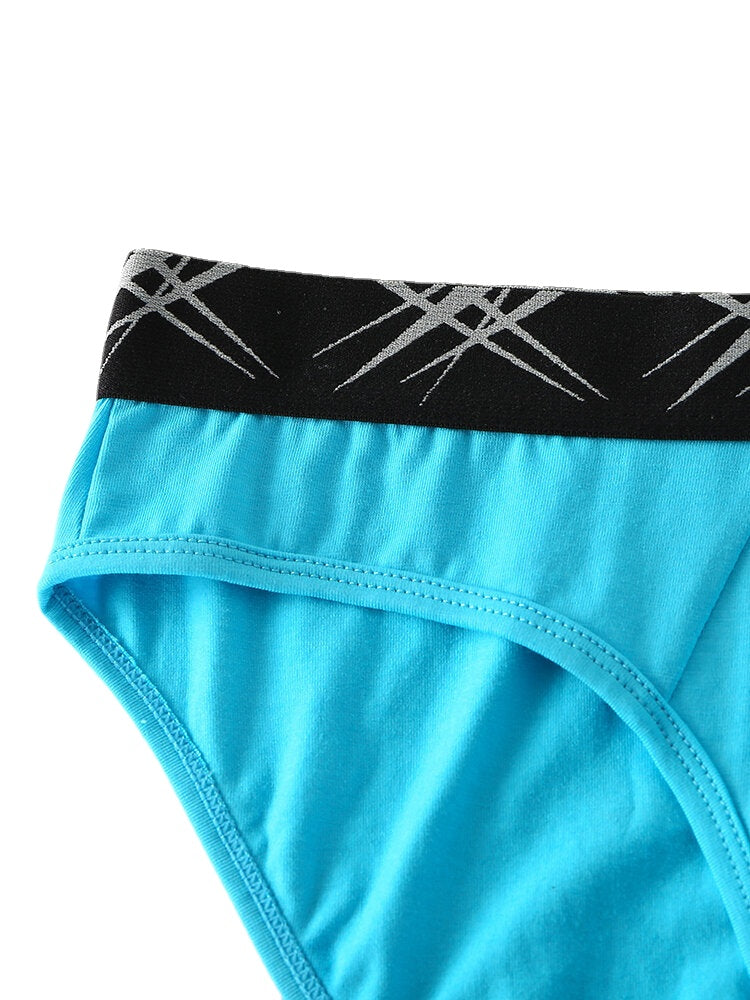 Mens Cotton Solid Color Elastic Mid Waist Breathable Thin Briefs