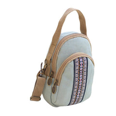 women canvas leisure crossbody bag print double layer phone bag