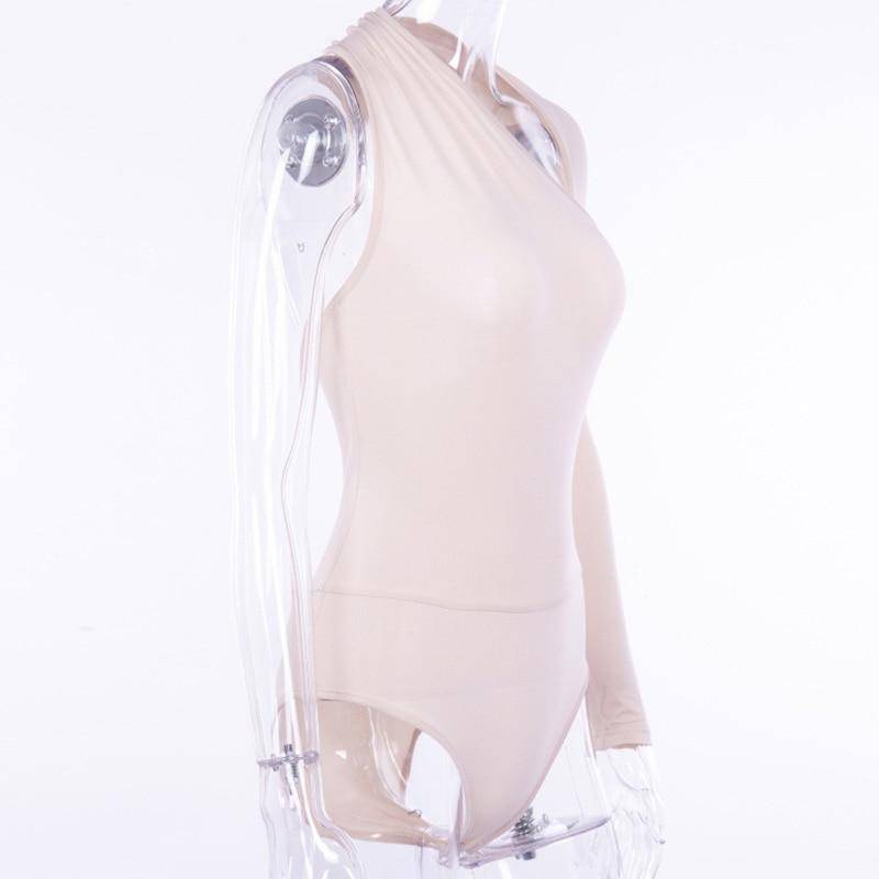 Sexy Women's One-sided Long-sleeve Backless Cut-out Bodycon Bodysuit