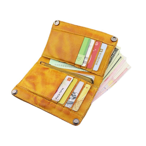 Men Retro Genuine Leather Old 8 CardSlots Card Case Money Clip Wallet