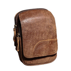 Men Genuine Leather Large Capacity Waist Bag Multifunctional Outdoor Retro 6.3 Inch Phone