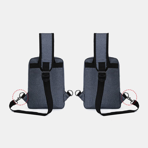 Men Large Capacity USB Chargeable Hole Headphone Hole Waterproof Chest Bags Shoulder Bag Crossbody Bags