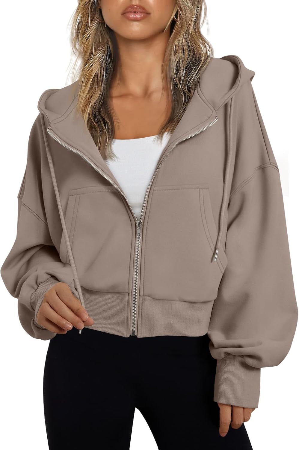 Women’s Full-Zip Hoodie with Fleece Lining – Cozy, Lightweight, Casual Fall and Winter Sweatshirt – Soft, Breathable Hoodie Jacket with Drop Shoulder & Slight Stretch