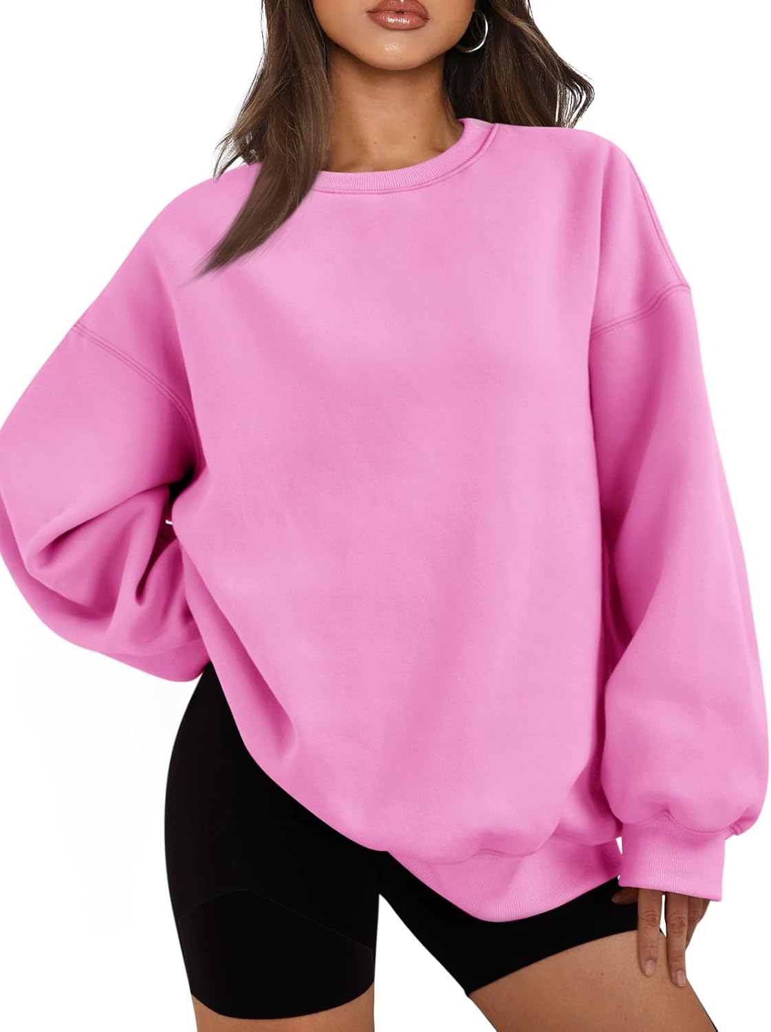 Women's Oversized Fleece Sweatshirt - Fall/Winter Casual Crewneck Pullover Top