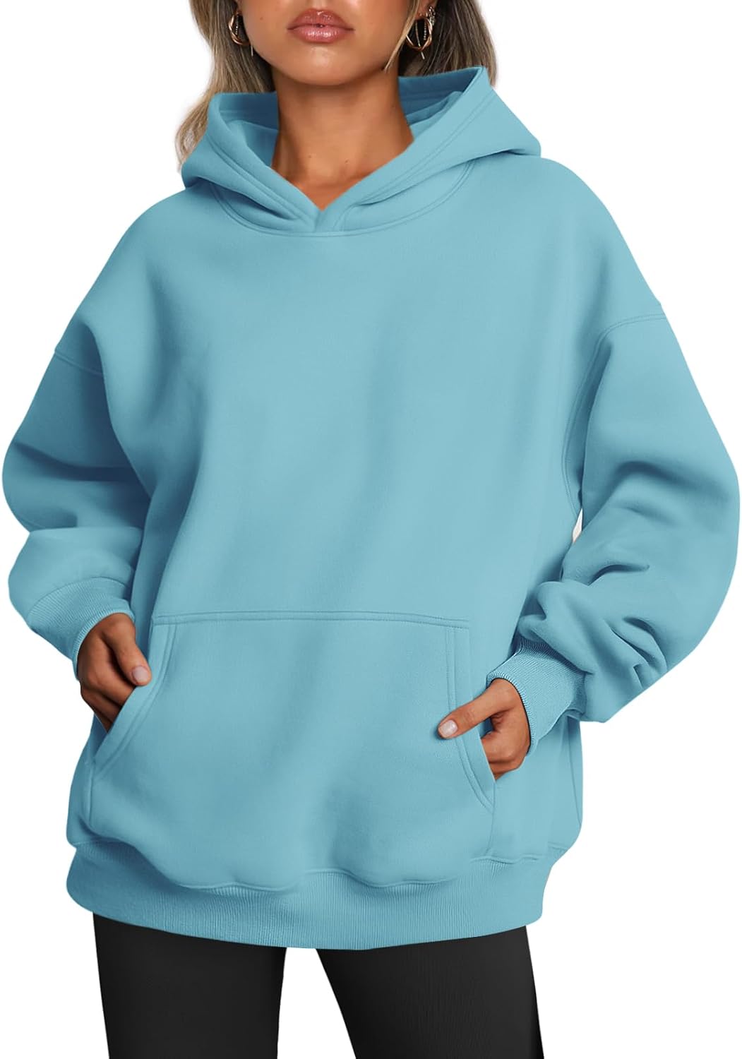 Women’s Oversized Fleece Hoodie – Cozy Pullover Sweatshirt with Pocket for Fall & Winter