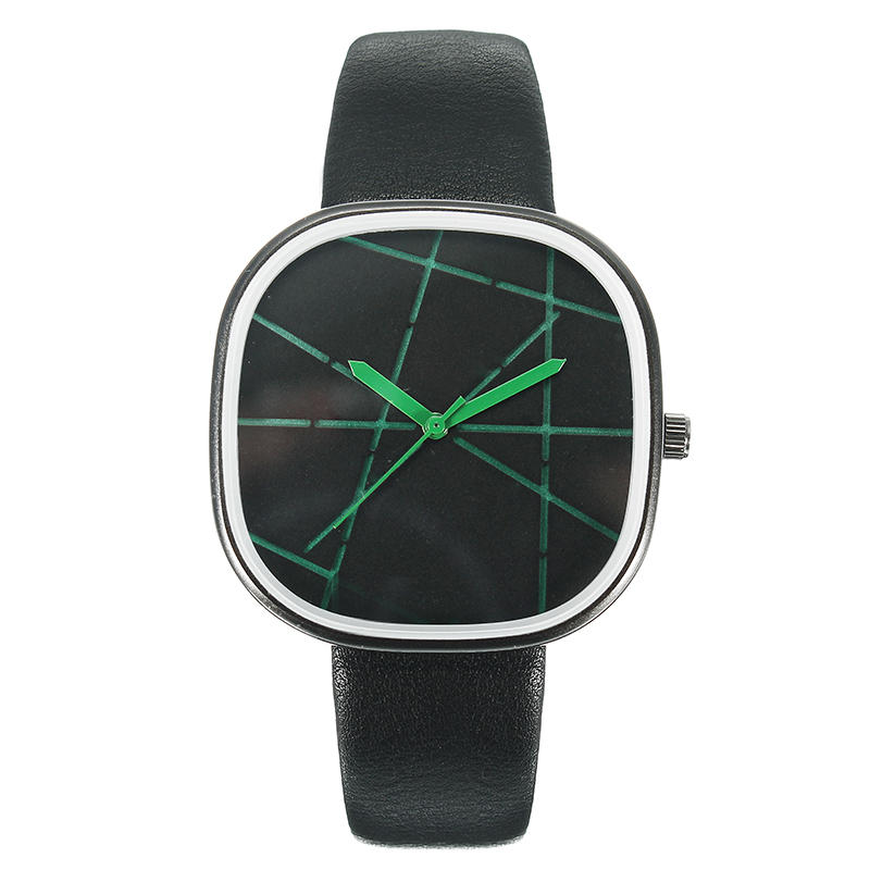 Unisex Square Dial Leather Strap Fashion Watch