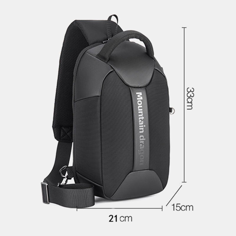 Men Large Capacity Waterproof Chest Bag Headphones Jack USB Charging Shoulder Crossbody Bags