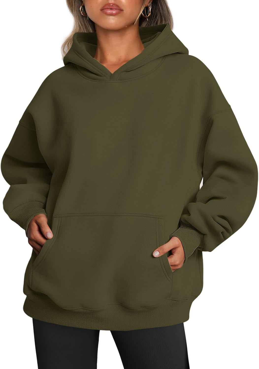 Women’s Oversized Fleece Hoodie – Cozy Pullover Sweatshirt with Pocket for Fall & Winter