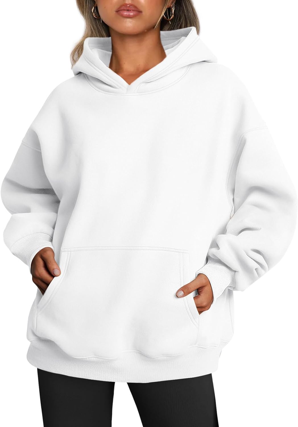 Women’s Oversized Fleece Hoodie – Cozy Pullover Sweatshirt with Pocket for Fall & Winter