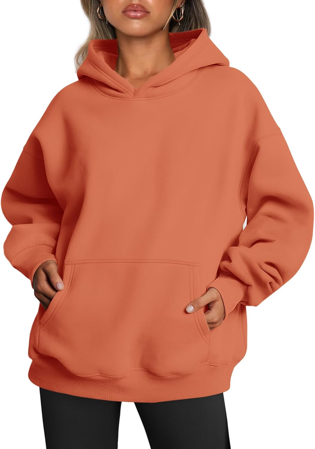 Women’s Oversized Fleece Hoodie – Cozy Pullover Sweatshirt with Pocket for Fall & Winter