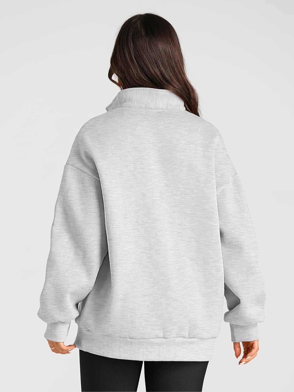 Women’s Oversized Half-Zip Pullover – Cozy Fleece Hoodie with Drop Shoulder & Quarter-Zip Design – Casual Fall and Winter Sweatshirt