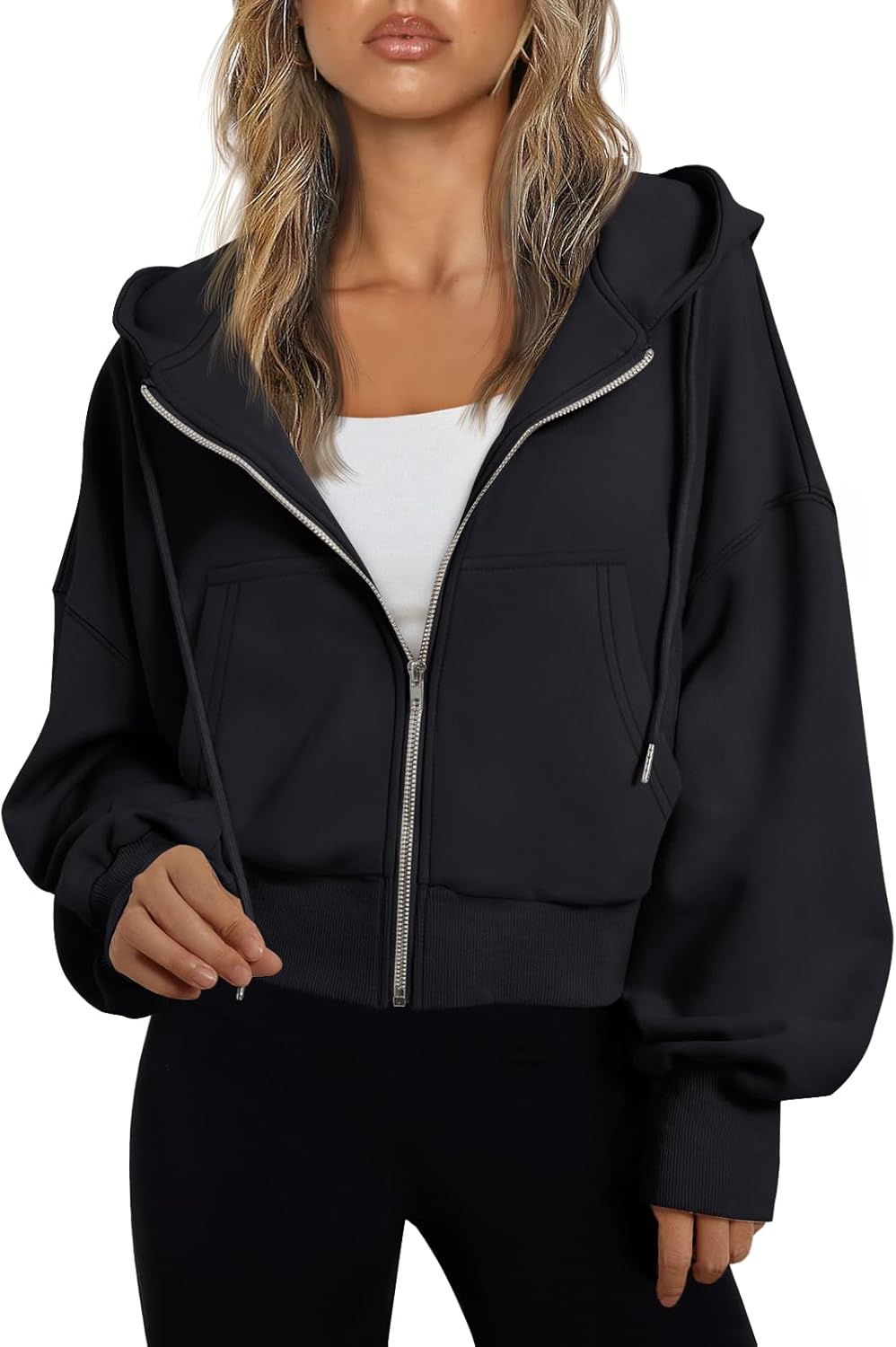 Women’s Full-Zip Hoodie with Fleece Lining – Cozy, Lightweight, Casual Fall and Winter Sweatshirt – Soft, Breathable Hoodie Jacket with Drop Shoulder & Slight Stretch