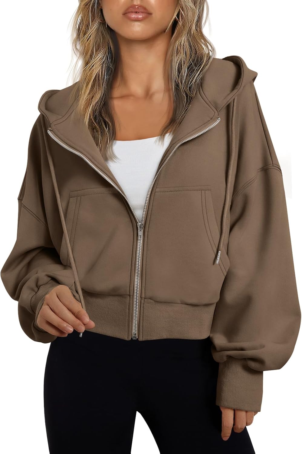 Women’s Full-Zip Hoodie with Fleece Lining – Cozy, Lightweight, Casual Fall and Winter Sweatshirt – Soft, Breathable Hoodie Jacket with Drop Shoulder & Slight Stretch