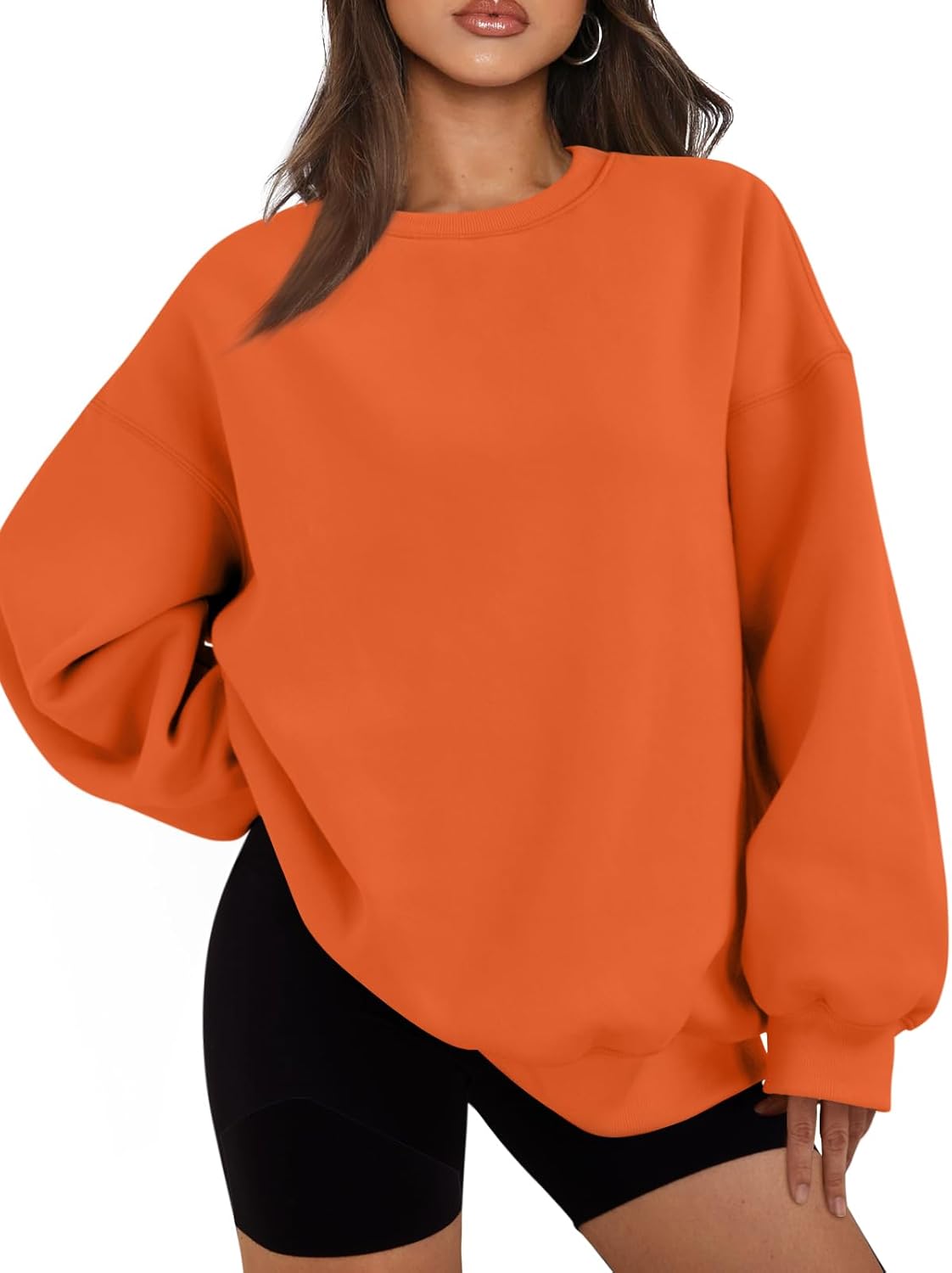 Women's Oversized Fleece Sweatshirt - Fall/Winter Casual Crewneck Pullover Top